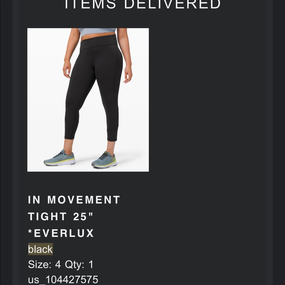Lululemon In Movement Everlux 25” Tight in BLACK - Picture 4 of 5